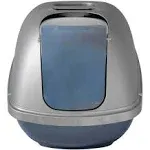 Petmate Basic Hooded Cat Litter Pan | BLUE STEEL BASE/PEARL SILVER HOOD / JUMBO | Petmate