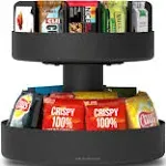 Mind Reader 2-Tier Snack Carousel, Countertop Organizer, Snack Tray, Breakroom, Kitchen, 14.25"L x 14.25"W x 14"H, Black