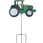 Fox Valley Traders Solar Metal Tractor Yard Stake, Made of Durable 100% Metal, LED Headlights, Easy Two Piece Assembly - Measures 14" Long x 9" High by Maple Lane Creations