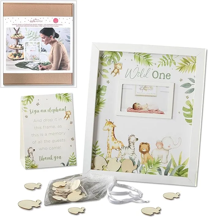 Kate Aspen Baby Shower Guest Book Alternative, One Size, Safari