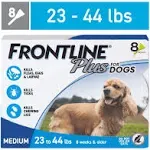 Frontline Plus Flea & Tick Treatment for Medium Dogs 23-44 Pounds 8 Doses