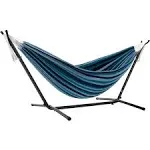 Vivere Double Cotton Hammock with Space Saving Steel Stand, Blue Lagoon (450 ...