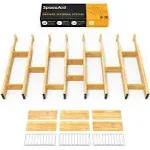 SpaceAid Bamboo Drawer Dividers with Inserts and Labels, Kitchen 17-22 inch 