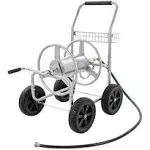 VEVOR Hose Reel Cart Hold Up to 300 ft. of 5/8 in. Hose, Garden Water Hose Carts Mobile Tools with 4 Wheels, Silver