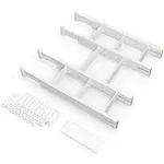 SpaceAid Bamboo Adjustable Drawer Dividers with Labels, 4 Dividers and 9 Inserts (White)