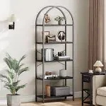 IDEALHOUSE 5 Tier Arched Bookshelf Display Racks Tall Standing Bookshelves