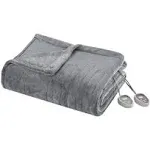 Beautyrest - Heated Plush Blanket - Grey - King