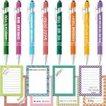 Employee Appreciation Gifts,Nurses Week Gifts,24pcs Inspirational Sticky Notes and Motivational Ballpoint Pens Sets, Funny Memo Pads and Pens for Staff,Coworkers,Team,Positive Office Supplies Bulk