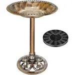 VIVOHOME Polyresin Antique Outdoor Bronze Garden Bird Bath and Solar Powered rou