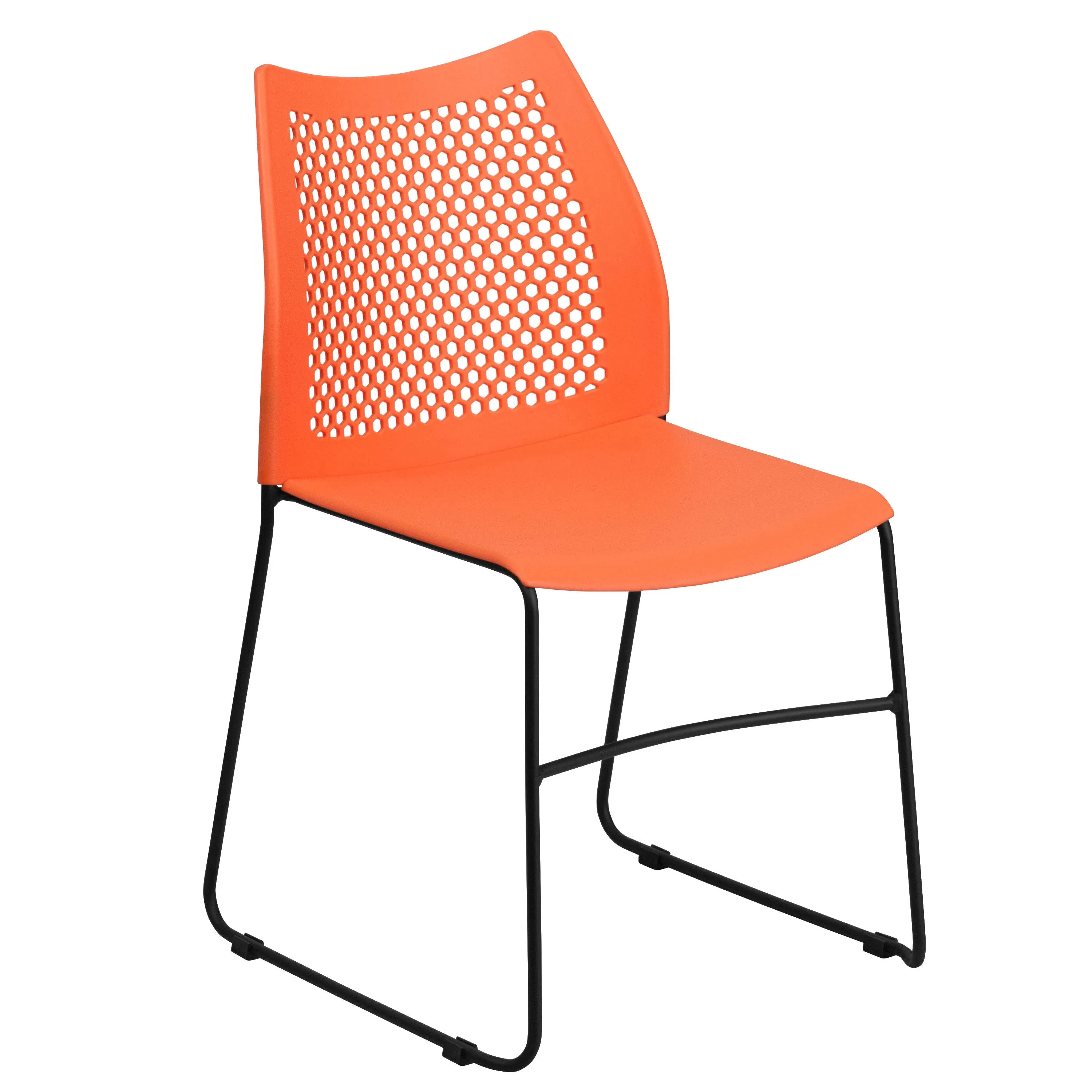 Flash Furniture Hercules Series 661 lb. Capacity Stack Chair with Air-Vent Back and Powder Coated Sled Base