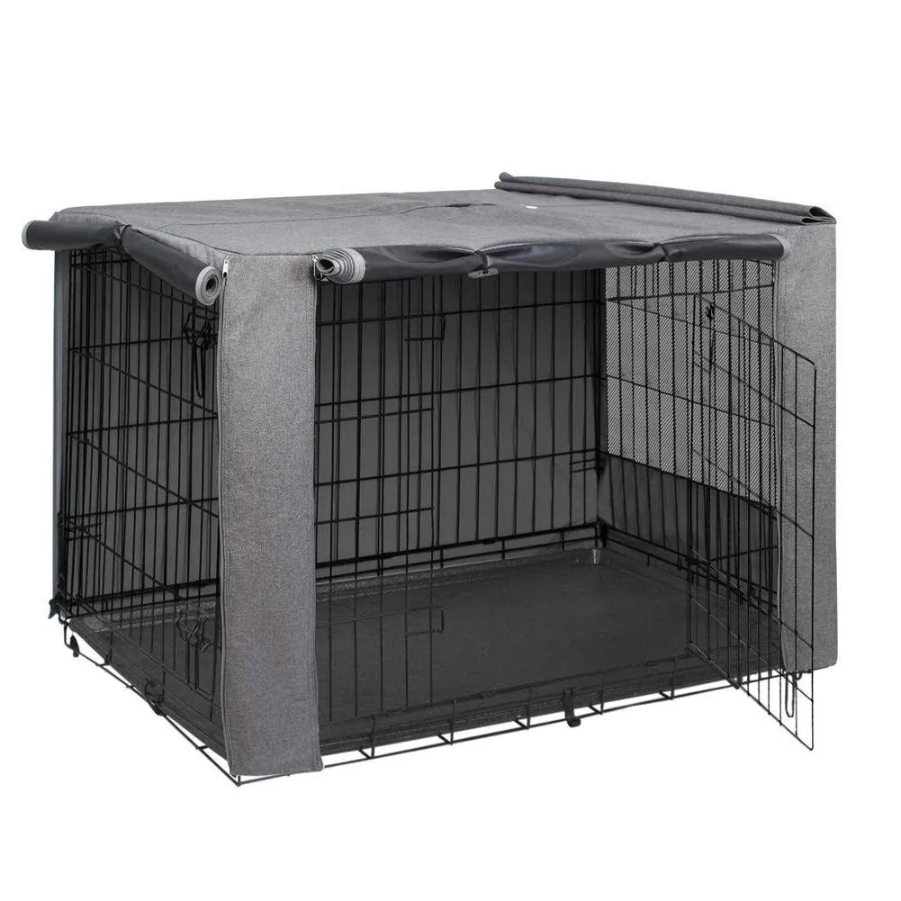 HiCaptain Folding Metal Dog Crate Cover for 42 Inch Wire Pet Cage(Two-Tone Gray)