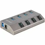 StarTech.com 4-Port Self-Powered USB-C Hub with Individual On/Off Switches, USB 3.0 5Gbps Expansion Hub w/Power Supply, Desktop/Laptop USB-C to USB-A Hub, USB Type C Hub w/BC 1.2 (5G4AIBS-USB-HUB-NA) 4 port USB-A or USB-C source