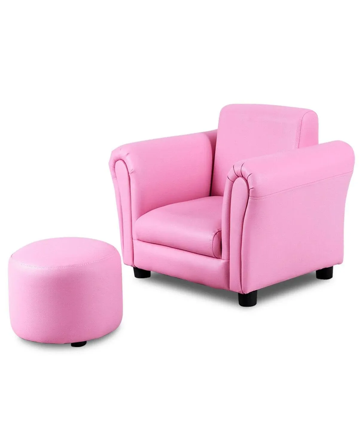 Costway Kids Sofa Armrest Chair Couch Children Toddler Birthday Gift w/ Ottoman Pink