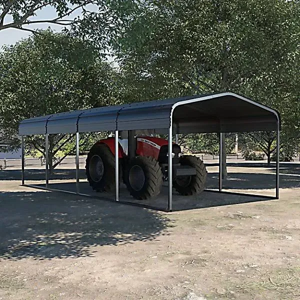 Veikous 12 ft. W x 20 ft. D Carport Galvanized Steel Car Canopy and Shelter, Gray