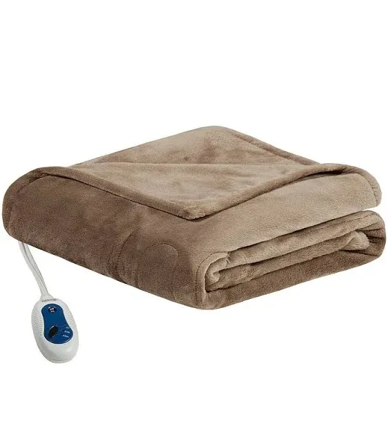 Heated Plush Throw - Mink - Beautyrest