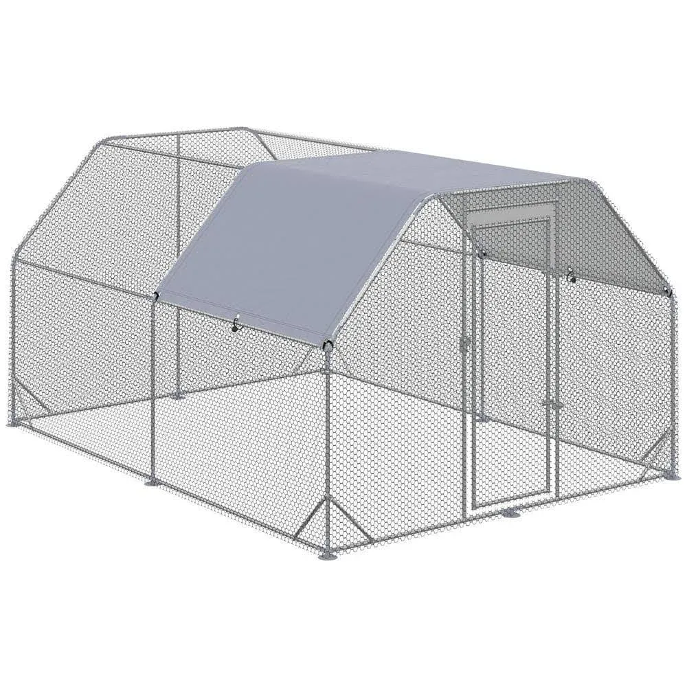 12.5&#39; x 9.2&#39; x 6.4&#39; Large Chicken Coop with Cover for 10-12 Chickens, Walk In Hen Coop Chicken Pen Outdoor with Roof for Yard