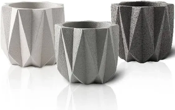 Geometric Nordic Cement Succulent Pots 4.3" Planters with Drainage | 3 Pack…