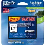 Brother TZe-1312PK Black On Clear (2 Pack)