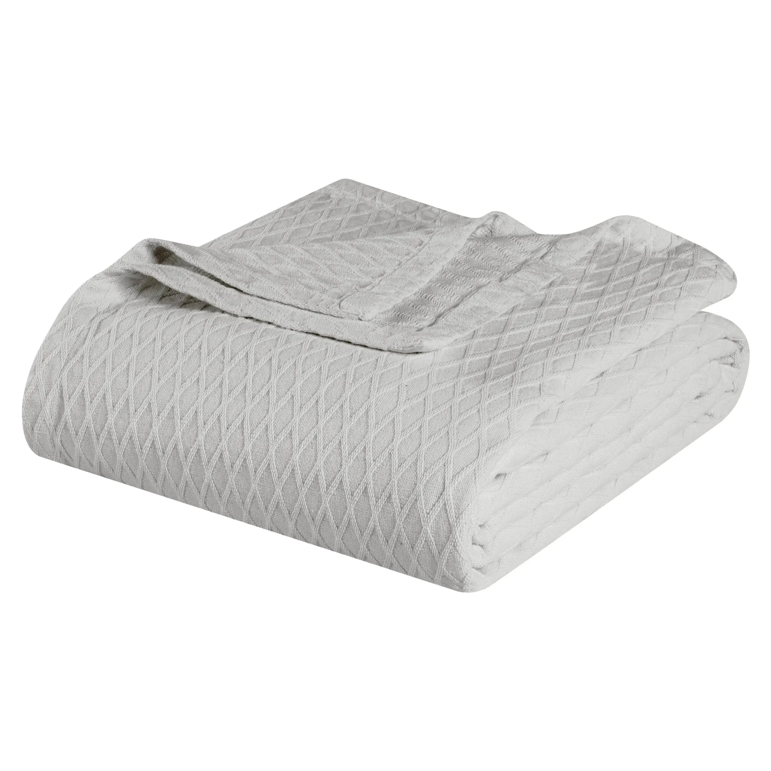 Superior Diamond Weave All-Season Bedding Cotton Blanket - Full/Queen - Platinum