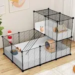 YITAHOME Guinea Pig Cage, Indoor C&C Small Animal Cage with Waterproof Plastic Liner, Loft and Partition for Bunny, Chinchilla and Hamster, Habitat