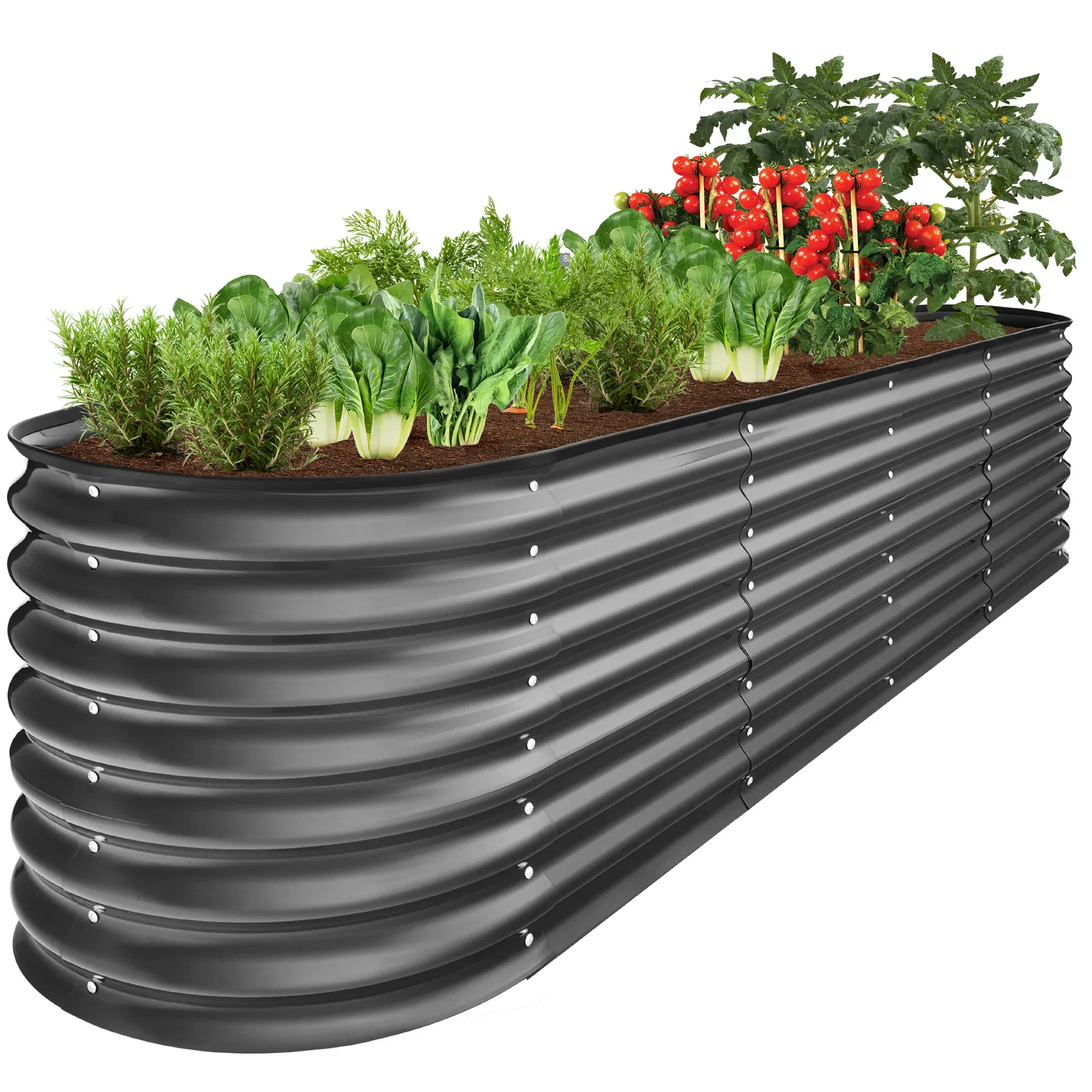 Best Choice Products 8x2x2ft Metal Raised Garden Bed, Oval Outdoor Planter Box w/ 4 Support Bars - Terracotta