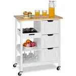 YITAHOME Kitchen Island Cart with Storage, Kitchen Cart for Home, Rolling, White