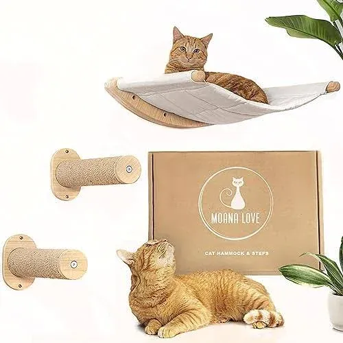 Moana Love Cat Hammock Wall Mounted Bed w 2 Steps Durable Wood Assembly