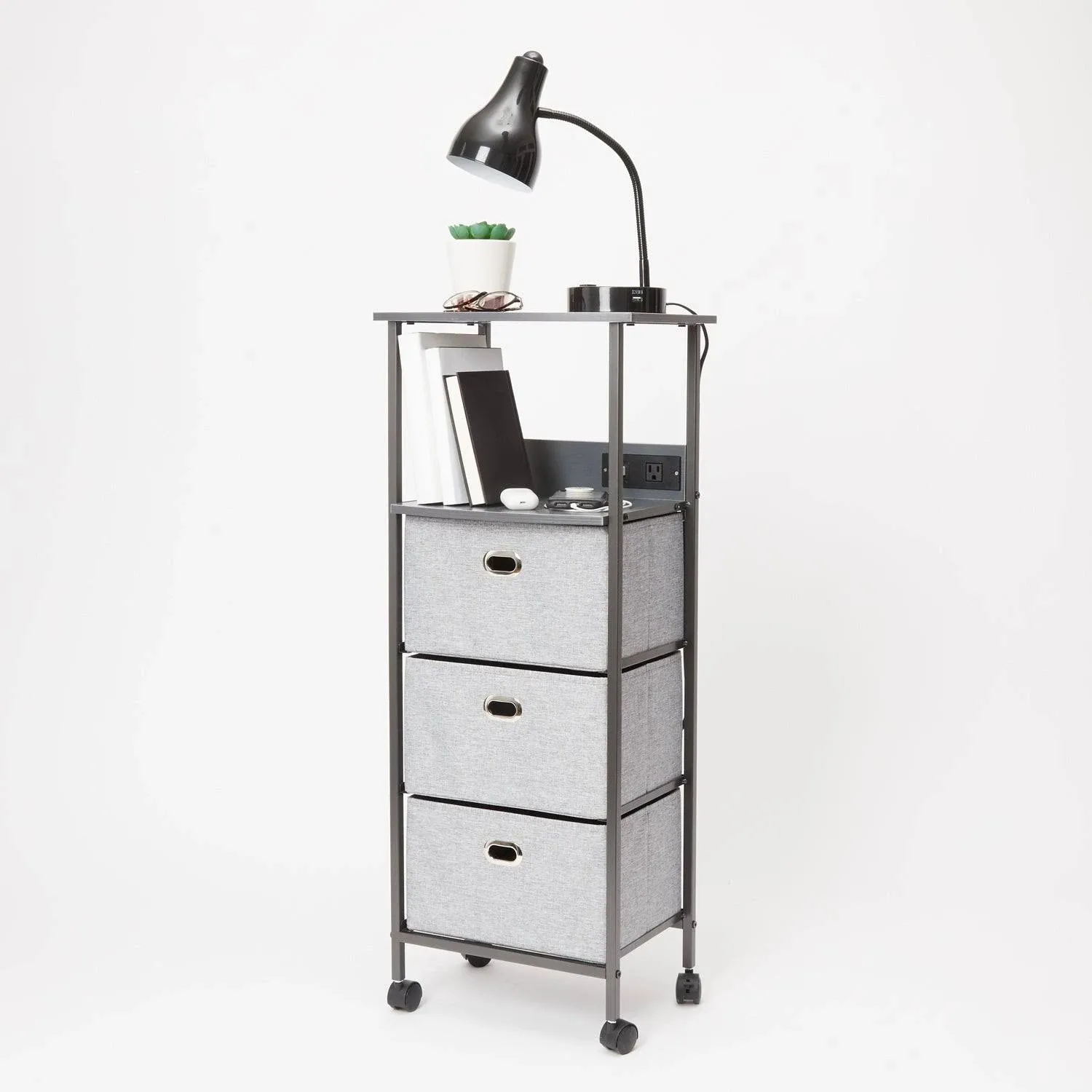 Dormify Sutton Charging 3-Drawer Cart