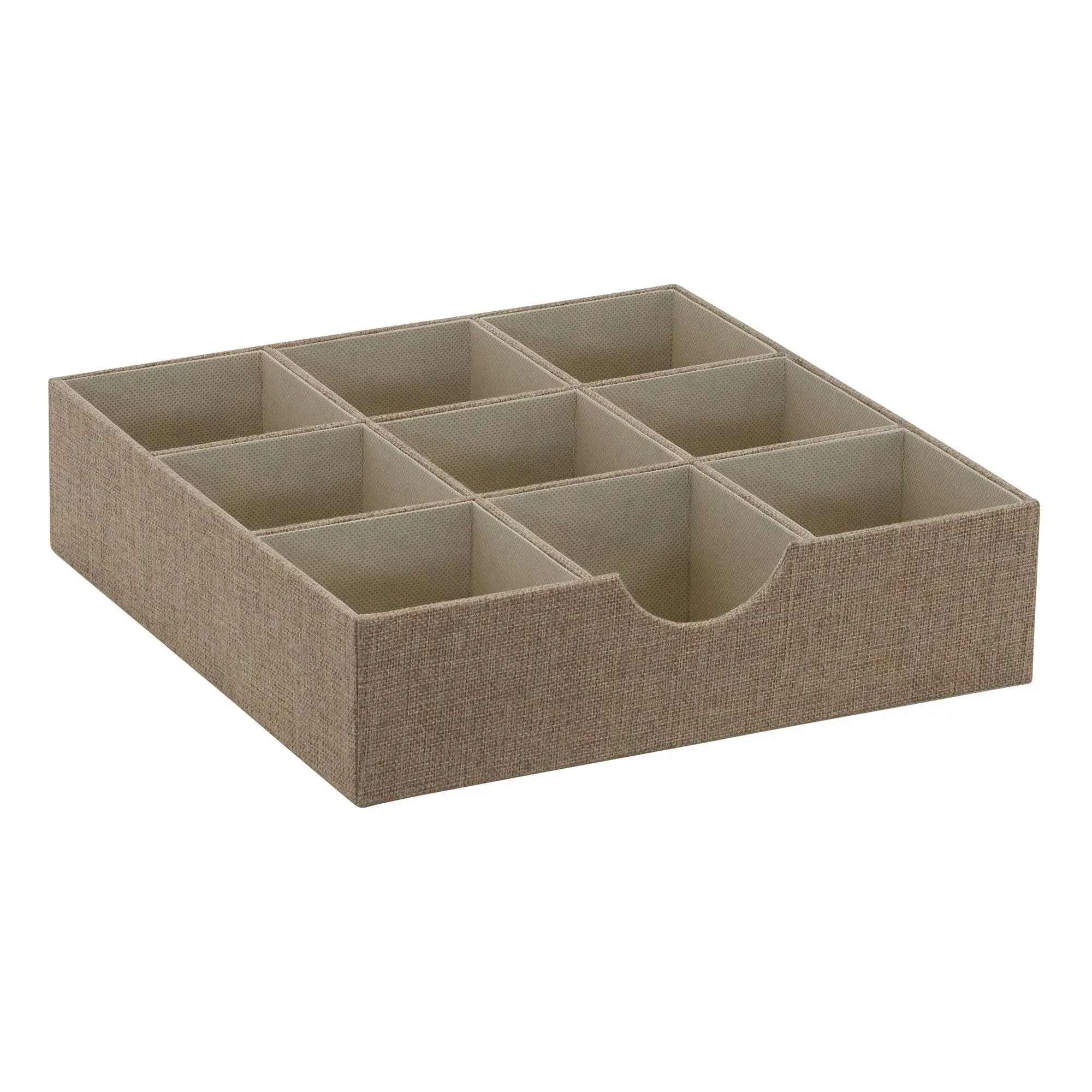 Delivered From USA Drawer Organizer 9 Sections Hardsided Tray in Latte