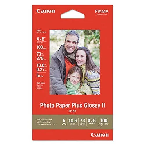 Canon Pixma Photo Paper, Plus, Glossy II, 4 x 6 Inch - 100 sheets