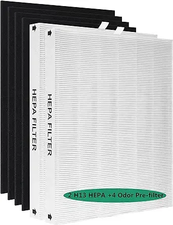 AP-1512HH HEPA Filter Replacement, Compatible with Coway AP-1512HH Mighty, AP-1512HH-FP, AP-1518R, AP-1519P Air Purifier, Item NO #3304899, Include 2 H13 HEPA Filters + 4 Odor Pre-filter