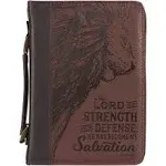 Bible Cover XL Brown Lord Is My Strength Exodus 15:2