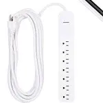 GE 36361 25 ft. 16/3 7-Outlet Surge Protector Power Strip Extension Cord, White