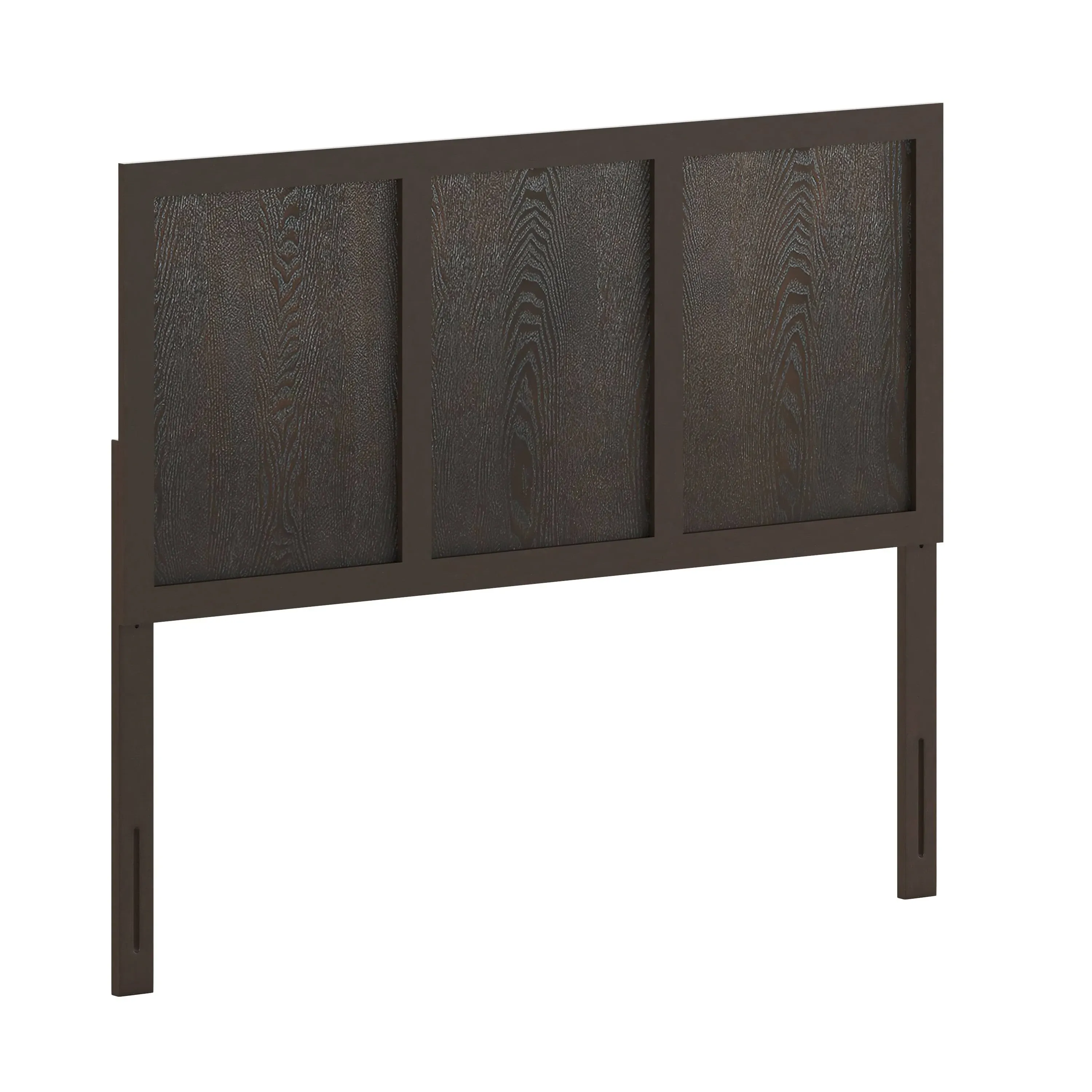 Full DK Brown Wooden 3 Panel Adjustable Headboard