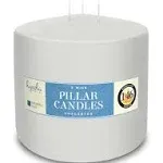 Hyoola White Three Wick Large Candle - 6 x 6 inch - Unscented Big Pillar Candles - 146 Hour - European Made