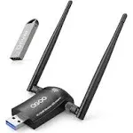 Wireless USB WiFi Adapter for PC, QGOO WiFi Adapter USB 3.0 AC1200 High Gain Dual 5dBi Antennas 802.11ac/a/b/g/n Dual Band 2.4GHz/300Mbps 5GHz/867Mbps