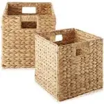 Casafield 10.5" x 10.5" Water Hyacinth Storage Baskets Set Collapsible Cube Organizers