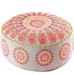 Yoga Décor Floor Cushion Cover Red Moroccan Seating Area Boho Floor Pillow Accent Your Living Room, Bedroom, Nursary or Kids Room Bedroom Décor Pouf Ottoman Stool Footstool Cotton 24x8 Unstuffed