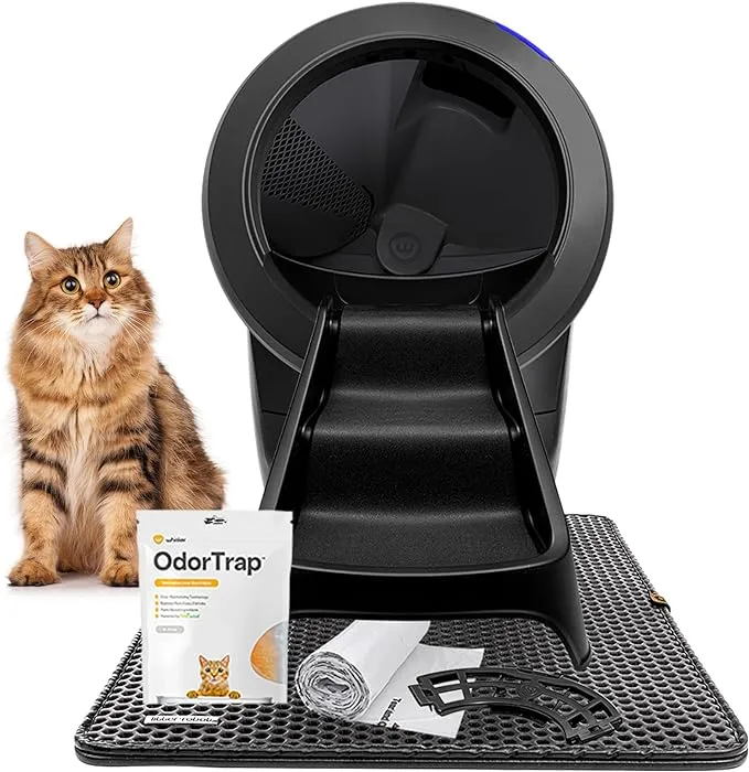 Litter-Robot 4 Bundle by Whisker, Black - automatic, Self-Cleaning Cat Litter Box, Includes Litter-Robot 4, 6 OdorTrap Pack Refills, 50 Waste Drawer