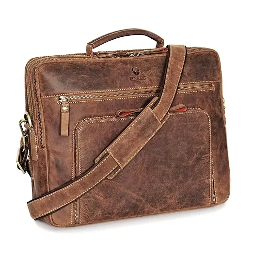 Laptop Bag San Francisco 17 Inch, Handcrafted Leather Shoulder Bag for Notebook