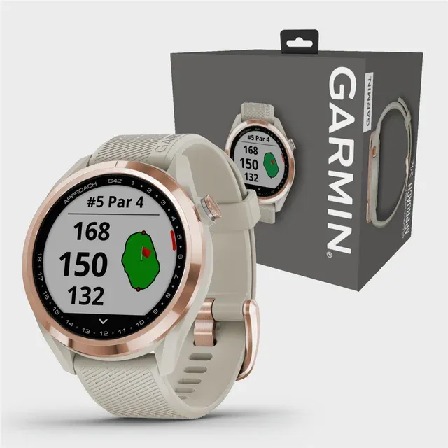 Garmin Approach S42 GPS Golf Watch, Rose Gold/Light Sand