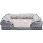 FurHaven Velvet Waves Perfect Comfort Full Support Sofa Dog Bed - Large Granite Gray