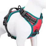 PHOEPET 2019 Reflective Dog Harness Large Breed Adjustable No Pull Vest with with Handle 2 Metal Rings 3 Buckles Easy to Put on & Take OffL, Red