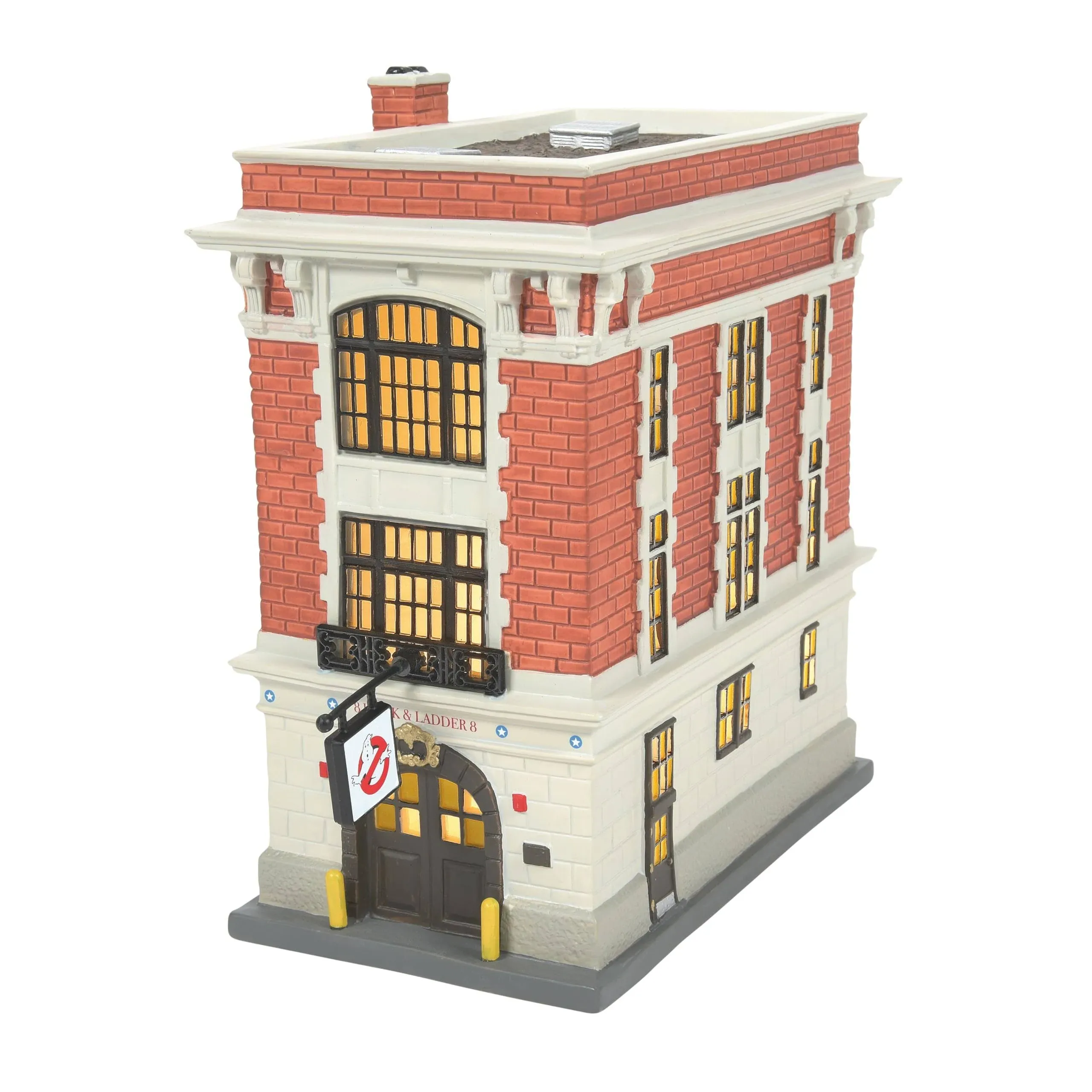 Department 56 Porcelain Ghostbusters Village Firehouse Lit Building, 7.87 Inch, Multicolor