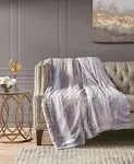 Madison Park Zuri Blush/Grey Oversized Faux Fur Throw