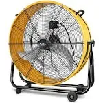 30 Inch 3-Speed Heavy Duty Metal Industrial Drum Fan, Yellow, Simple Deluxe