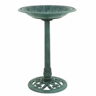 28 in. Antique Green Resin Bird Bath