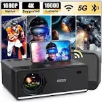 FUDONI 1080p 5G WiFi Bluetooth Outdoor Projector B-Black