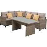 MOD Sectional Set 3-Pieces Wicker Outdoor w/ 2-Sofas 1-Table + Gray Cushions