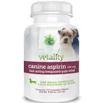 Vetality Canine Aspirin 120 mg For Small to Medium Dogs 10-50 lbs - 75 Chewables